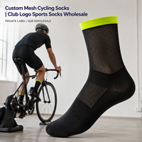Chaussettes de sport en mesh respirant OEM pour les équipes de cyclisme, avec emballage personnalisé pour les fournisseurs de programmes de cyclisme.