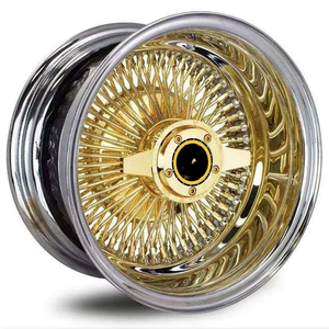 Jantes à rayons chromées <span class=keywords><strong>or</strong></span> DEONEO IATF16949 DOT 13x7 14x7 15x7 forgées avec système de fixation Knock-Off pour Cadillac Thunderbird Chevrolet Vi - Product Image 2