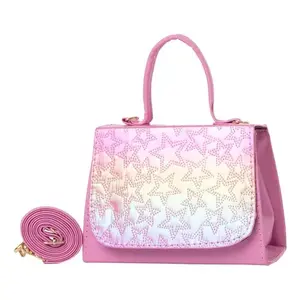 Bolso Bandolera Rosa Fana para Mujer, Diseño de Estrellas, PU y Poliéster, Estilo Vintage, Asa Única, Cierre de Cremallera, Primavera - Product Image 1