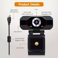 Kamera Web Laptop Rotasi Full HD 1080P dengan Mikrofon Bawaan Sensor CMOS Penutup Privasi Antarmuka USB 2.0 Sudut Lebar 90 Derajat