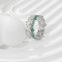 Bague en argent 925 de haute qualité, entièrement sertie de zircon, bijoux fins, luxe minimaliste, femmes, bague de promesse épaisse et scintillante