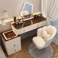 Table de toilette moderne avec miroir LED et tiroir lumineux pour chambre et salle de bain