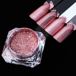 Poudre miroir chromée pour nail art grande taille, pigment de vernis à ongles gel rose gold sirène - Product Image 1
