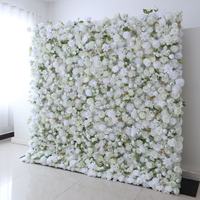 Nouvelle Arrivée Mur de Fleurs Artificielles 5D Blanc, Accessoire de Mariage Professionnel pour l'Extérieur avec un Style Moderne et Simple pour la Décoration