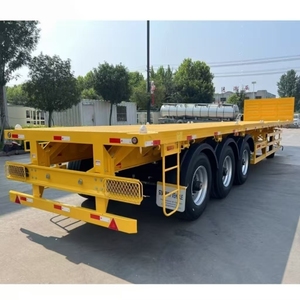 Semi-remorque plateau à suspension mécanique 3 essieux 40-60 tonnes, neuve, à <span class=keywords><strong>prix</strong></span> réduit, pour le <span class=keywords><strong>transport</strong></span> de conteneurs de 20, 40 et 45 pieds - Product Image 1