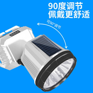 Lampe frontale à énergie solaire, angle réglable à 90 degrés, lumière LED blanche pour le camping, la course à pied et la pêche - Product Image 1