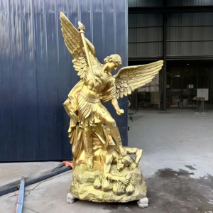 Statua da Esterno Grande 2,3 Metri dell'Arcangelo Michele che Uccide il Diavolo con una Spada, Statua in Bronzo - Product Image 1