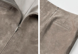 3343-4 New Arrival Fashionable Sheepskin Suede Grey <strong>Wrap</strong> Leather Mini <strong>Skirt</strong> Mature Woman Suede Leather Mini <strong>Skirt</strong> for Women - Product Image 6