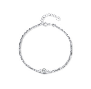 S925 Silver Minimalist Chain <b>Bracelet</b> With Round Diamond Bezel Setting Unisex Everyday Wear women's fashion - Product Image 1