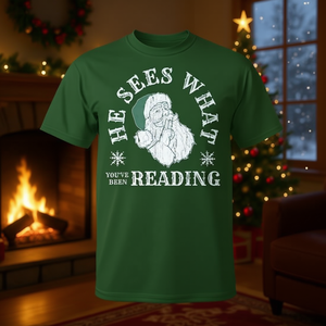 Camiseta de Papá Noel con la frase "Veo lo que estás leyendo", regalo navideño, ropa unisex para hombres y mujeres - Product Image 3