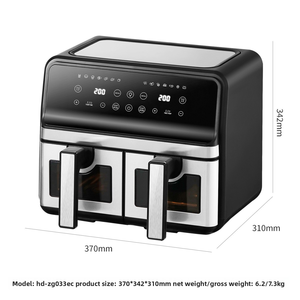 <span class=keywords><strong>Friteuse</strong></span> à air Yc grande capacité 8L à <span class=keywords><strong>double</strong></span> <span class=keywords><strong>cuve</strong></span> en acier inoxydable, multifonctionnelle, à <span class=keywords><strong>double</strong></span> compartiment, électrique, pour usage domestique - Product Image 3
