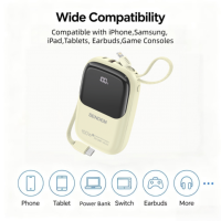 Batterie externe 10000 mAh PD 20W QC à charge rapide, protocole complet, double câble, affichage numérique LED, mini chargeur pour téléphone, idéal pour l'extérieur