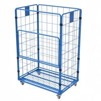 Chariot de transport industriel multi-niveaux à roulettes pour conteneurs métalliques et cages à roulettes, pour le transport de marchandises en entrepôt