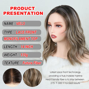 Peluca de encaje frontal con pegamento para mujeres judías, de fibra sintética Futura, de <span class=keywords><strong>Juliana</strong></span> Wholesale. - Product Image 2