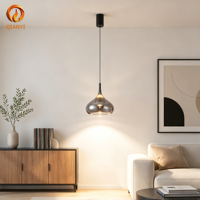 Lampe suspendue créative pour restaurant, cuisine, salle à manger, bar, en aluminium fumé et verre, pour cuisine