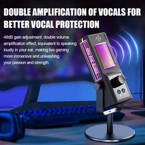 Micrófono de Condensador RGB Profesional para Juegos, 384KHz, Micrófono de Estudio Portátil con Soporte de Escritorio para PC, Streaming, Podcast y Grabación - Product Image 4