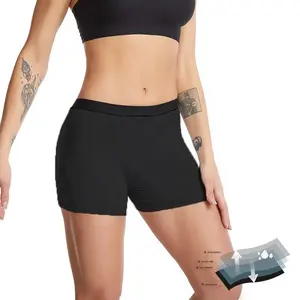 Pantaloncini in cotone da donna di fabbrica Boxer intimo mestruale ragazze slip Logo personalizzato mutandine mestruali in bambù nero