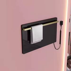 Rectángulo Blanco, Gris, Negro Barra individual Calefacción eléctrica Tendedero Calentador de toallas con placa de <span class=keywords><strong>roca</strong></span>-Juego de accesorios de baño - Product Image 2