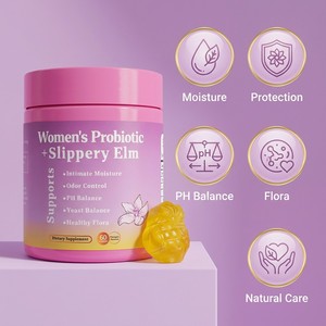 Gomitas Probióticas de Olmo Resbaladizo para Mujeres |   Apoya el equilibrio hidrico interno del cuerpo, el equilibrio del pH y el equilibrio de las levaduras (60 pastillas) - Product Image 2