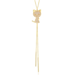 2019 nuevo diseño de esmalte negro pave CZ Diamante de oro de plata esterlina gato collar de lazo - Product Image 1