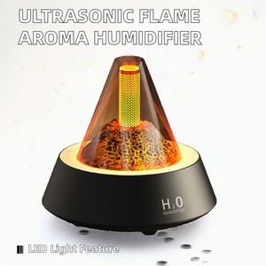Humidificateur d'air à ultrasons 183A pour la maison, lumière LED 7 couleurs, arrêt automatique, brume fraîche, aromathérapie, veilleuse, flamme de lave volcanique, mini USB - Product Image 2
