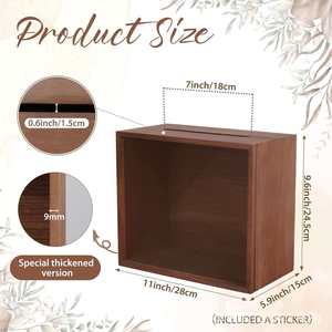 Customized Retro Wooden <b>Card</b> Storage <b>Box</b> Square Transparent Acrylic <b>Wedding</b> Souvenir <b>Box</b> Covered Design - Product Image 4