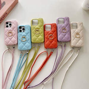 Nueva moda PU cuero anillo hebilla teléfono Correa Mujer Teléfono cubierta teléfono móvil funda accesorios 2024 para <span class=keywords><strong>Iphone</strong></span> 14 13 <span class=keywords><strong>11</strong></span> 15 - Product Image 3