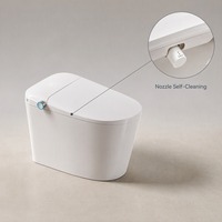 WC intelligent à fixation au sol avec bidet intégré, siège chauffant, chasse d'eau à capteur et télécommande