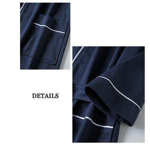 Custom Embroidery Logo <strong>Robe</strong> 2 Pockets <strong>Waffle</strong> Polyester 240GSM Men Women Hotel Spa Beauty Sleepwear Bath Line Style - Product Image 4