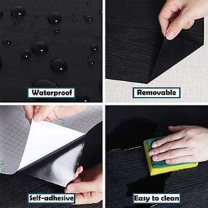 Muestras de Película Autoadhesiva de PVC con Diseño de Mármol Negro, Patrón Moderno, <span class=keywords><strong>Vinilo</strong></span> Impermeable para Paredes, <span class=keywords><strong>Cocina</strong></span> y Muebles - Product Image 6