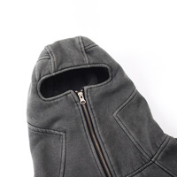 Sweat à capuche personnalisé à capuche intégrale, coupe ample, vintage, uni, délavé à l'acide, fermeture éclair intégrale