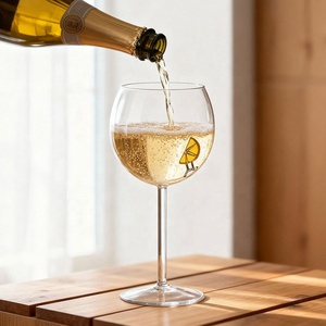 Calice da <span class=keywords><strong>vino</strong></span> in borosilicato con fetta di limone 3D incisa, calice da champagne a stelo alto, bicchiere da cocktail grande e decorativo - Product Image 1