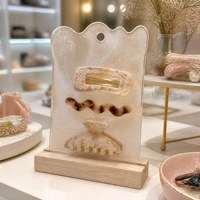 Présentoir personnalisé en acrylique pour pinces à cheveux, carte d'emballage transparente pour accessoires, carte à bijoux avec fente et impression de logo