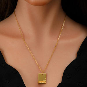 Custom Stainless Steel Engraving Letter Pendant Necklace 18K Gold Plated Engraved <strong>I</strong> <strong>Am</strong> <strong>Enough</strong> English Letter Necklace YF3324 - Product Image 6