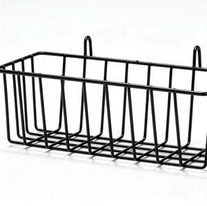PVC Coated Welded Wire Wall Hanging <b>Storage</b> <b>Basket</b> Rustproof Metal Rack <b>For</b> Household Bathroom Kitchen Wall <b>Storage</b> - Product Image 1