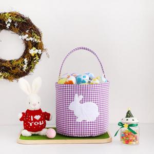 Bolsa de Regalo Personalizada con Diseño Clásico de Conejito a Cuadros, Bordada, para la Caza de Huevos de Pascua - Product Image 3