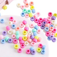 Perles en vrac en acrylique couleur macaron, forme baril, grand trou, 5x8mm, pour bracelets d'enfants et fournitures d'artisanat - Vente en gros