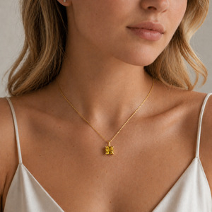 Collar de Lujo con Colgante de Zirconia y Piedra de Nacimiento, Diseño Geométrico Cuadrado, Colorido, de Acero Inoxidable, Estilo Europeo Americano, para Mujer - Product Image 3