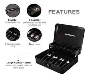 Combinatie Lock Draagbare Metalen Geld Cash Box Met Veilige Kabel Spaarpot - Product Image 4