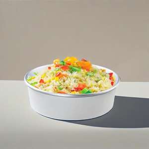 Tazón Redondo Desechable de Papel para Llevar, Tazón de Sopa Grueso de Papel de Aluminio, Tazón de Ensalada Blanco, Cajas de Papel con Tapa - Product Image 1