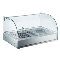 Vitrine de présentation 25L en acier inoxydable avec éclairage LED, étanche, pour aliments chauds, avec porte vitrée incurvée à charnière