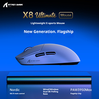 Souris de jeu ATTACK SHARK X8Ultimate Tri-Modes - Capteur PAW3950, design ergonomique, 6 boutons programmables, ordinateurs portables/ordinateurs de bureau
