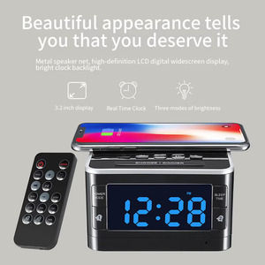 ลำโพงนาฬิกาปลุกไร้สายพกพา Cyboris T8 พร้อมรีโมทคอนโทรล, นาฬิกาปลุกวิทยุ FM ชาร์จไร้สาย ลำโพงอัจฉริยะสำหรับบ้าน - Product Image 3