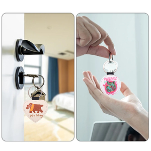 Mới đến tùy chỉnh có thể in Keychain vòng/trái tim/vuông thăng hoa trống trong da với thép không gỉ UV in ấn cho quà tặng - Product Image 4