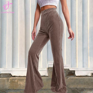 Loveda New Arrival da <span class=keywords><strong>donna</strong></span> Casual <span class=keywords><strong>a</strong></span> vita alta in <span class=keywords><strong>velluto</strong></span> <span class=keywords><strong>a</strong></span> <span class=keywords><strong>coste</strong></span> tinta unita <span class=keywords><strong>pantaloni</strong></span> <span class=keywords><strong>a</strong></span> zampa larga - Product Image 3