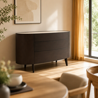 Meuble buffet design de luxe pour salon, commode courbée en placage de bois, armoire de rangement pour villa et hôtel