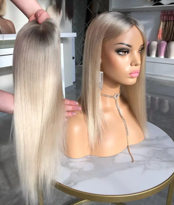 TopReal Toupet in Capelli Umani Vergini Biondo Balayage 3x5.5 Base Mono Rivestita in PU con Clip Annodato a Mano per Donne con Capelli Diradati - Product Image 4