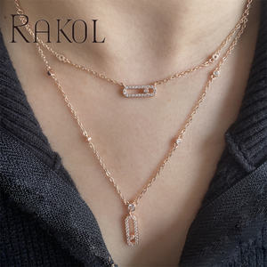 RAKOL b7247 moda lüks klip tasarım kolye uzun zincir kolye takı kadınlar yazılı kolye kolye - Product Image 1