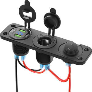 Panel de enchufe de <span class=keywords><strong>cargador</strong></span> <span class=keywords><strong>4</strong></span> en 1, Panel de <span class=keywords><strong>cargador</strong></span> USB Dual QC3.0, interruptor de corte de energía para coche, Panel de interruptor de barco ABS para UTV ATV - Product Image 1