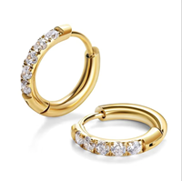 Boucles d'oreilles créoles en laiton haut de gamme au design unique et tendance pour femmes, plaquées argent/or avec zircon
